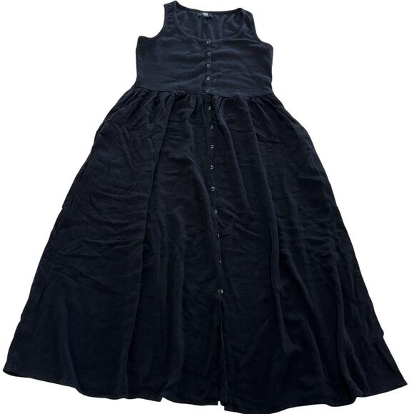 Frye Dress Womens XS Black Sleeveless Button Front Maxi Tank Scoop Neck A-Line - Picture 2 of 12